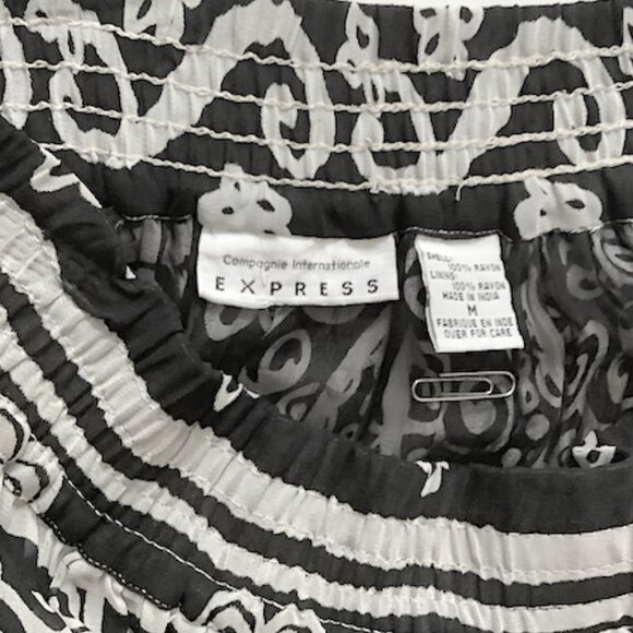 Compagnie International Express-Maxi Black and White Rayon Circle Skirt, Size M - Picture 5 of 6